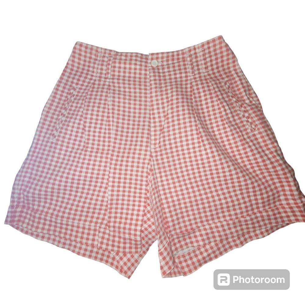 * Huntington Ridge 7/8 gingham checkered high waistline vintage shorts retro